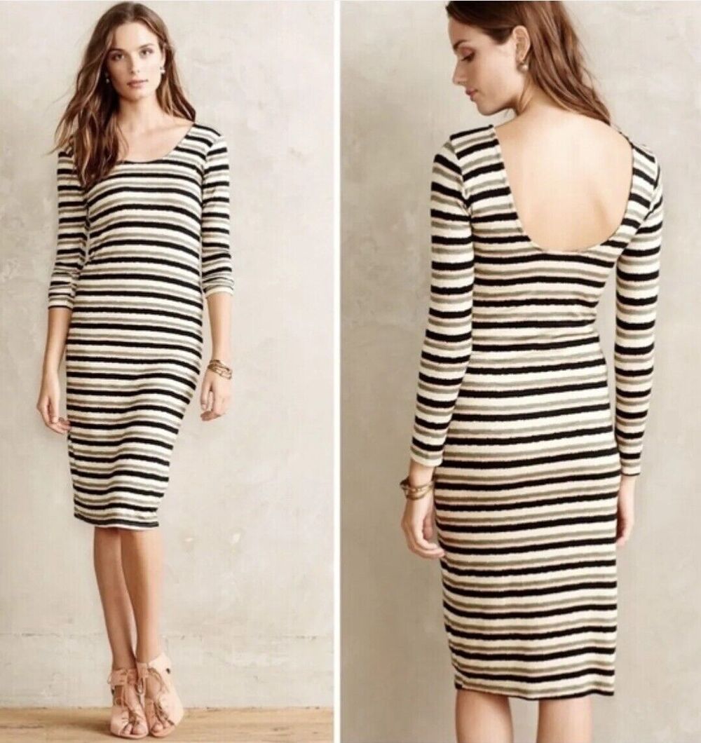 EUC Anthro Dolan Left Coast Collection Striped Prita Jersey Fitted Midi Dress XS